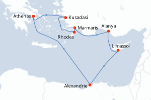 Itinéraire croisière Holland America Line au départ de Athenes