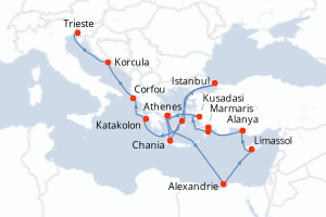 Itinéraire croisière Holland America Line au départ de Athenes