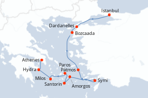 Itinéraire croisière Ponant au départ de Istanbul