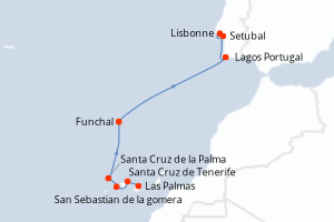 Itinéraire croisière Ponant au départ de Las Palmas