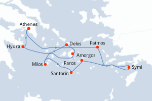 Itinéraire croisière Ponant au départ de Athenes