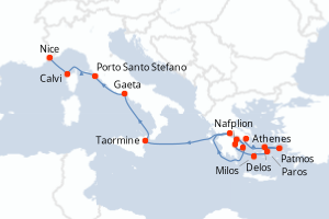 Itinéraire croisière Ponant au départ de Athenes