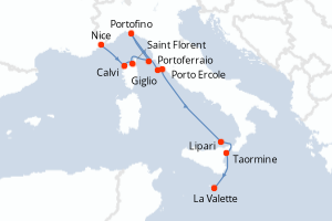 Itinéraire croisière Ponant au départ de Nice