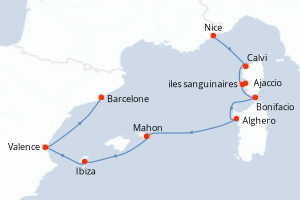 Itinéraire croisière Ponant au départ de Nice