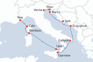 Itinéraire croisière Ponant au départ de Nice