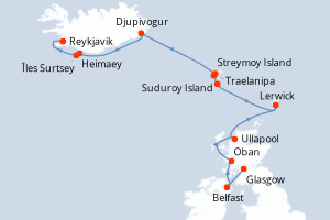 Itinéraire croisière Ponant au départ de Glasgow