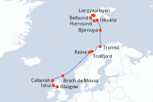 Itinéraire croisière Ponant au départ de Glasgow