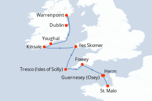 Itinéraire croisière Ponant au départ de St. Malo