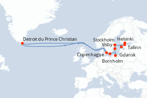 Itinéraire croisière Ponant au départ de Copenhague