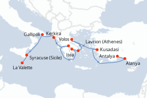 Itinéraire croisière Ponant au départ de Antalya