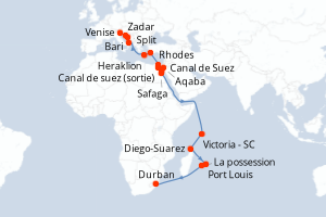 Itinéraire croisière MSC Croisières au départ de Bari