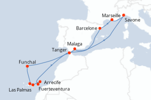 Itinéraire croisière Costa Croisières au départ de Marseille