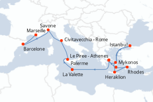 Itinéraire croisière Costa Croisières au départ de Le Piree - Athenes