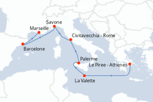 Itinéraire croisière Costa Croisières au départ de Le Piree - Athenes