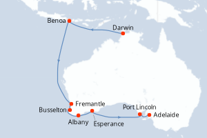 Itinéraire croisière Silversea au départ de Darwin