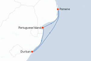 Itinéraire croisière MSC Croisières au départ de Durban