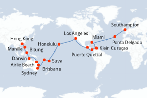 Itinéraire croisière Cunard au départ de Hong Kong