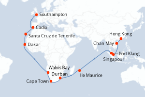 Itinéraire croisière Cunard au départ de Hong Kong