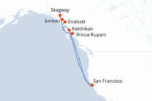 Itinéraire croisière Princess Cruises au départ de San Francisco