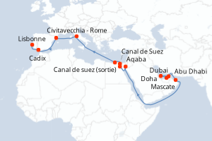 Itinéraire croisière MSC Croisières au départ de Dubai