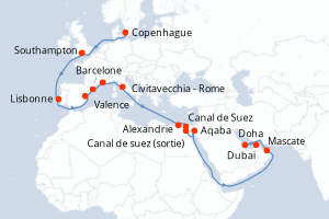 Itinéraire croisière MSC Croisières au départ de Copenhague