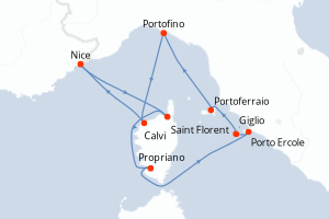 Itinéraire croisière Ponant au départ de Nice