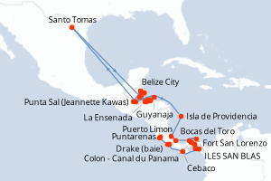 Itinéraire croisière Ponant au départ de Belize City