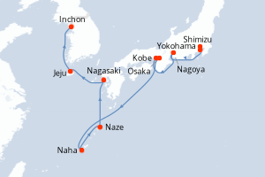 Itinéraire croisière Norwegian Cruise Line au départ de Yokohama