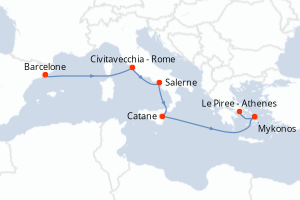 Itinéraire croisière Virgin Voyages au départ de Barcelone