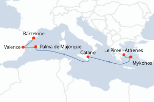 Itinéraire croisière Virgin Voyages au départ de Le Piree - Athenes