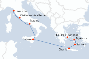 Itinéraire croisière Virgin Voyages au départ de Civitavecchia - Rome