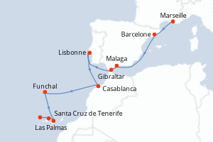 Itinéraire croisière MSC Croisières au départ de Marseille