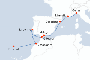 Itinéraire croisière MSC Croisières au départ de Genes