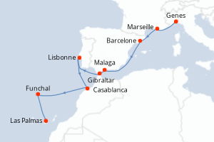 Itinéraire croisière MSC Croisières au départ de Genes