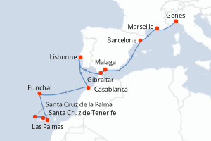 Itinéraire croisière MSC Croisières au départ de Genes