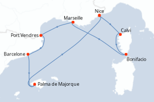 Itinéraire croisière Ponant au départ de Nice