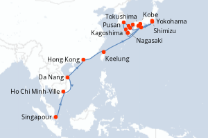 Itinéraire croisière Seabourn Cruise Line au départ de Singapour