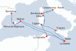 Itinéraire croisière Seabourn Cruise Line au départ de Barcelone