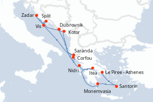 Itinéraire croisière Seabourn Cruise Line au départ de Le Piree - Athenes