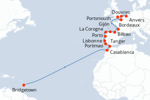 Itinéraire croisière Seabourn Cruise Line au départ de Bridgetown