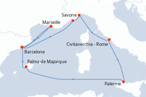 Itinéraire croisière Costa Croisières au départ de Marseille