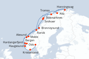 Itinéraire croisière Hurtigruten au départ de Oslo