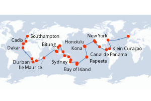 Itinéraire croisière Cunard au départ de Southampton