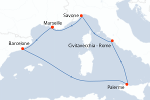 Itinéraire croisière Costa Croisières au départ de Marseille