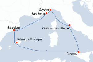 Itinéraire croisière Costa Croisières au départ de Barcelone