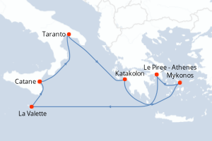 Itinéraire croisière Costa Croisières au départ de Catane