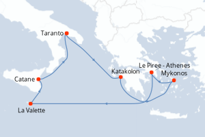 Itinéraire croisière Costa Croisières au départ de Taranto