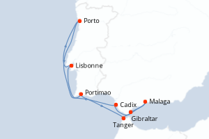 Itinéraire croisière Silversea au départ de Lisbonne