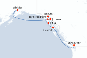 Itinéraire croisière Oceania Cruises au départ de Whittier