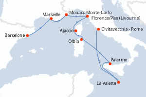 Itinéraire croisière Oceania Cruises au départ de Barcelone